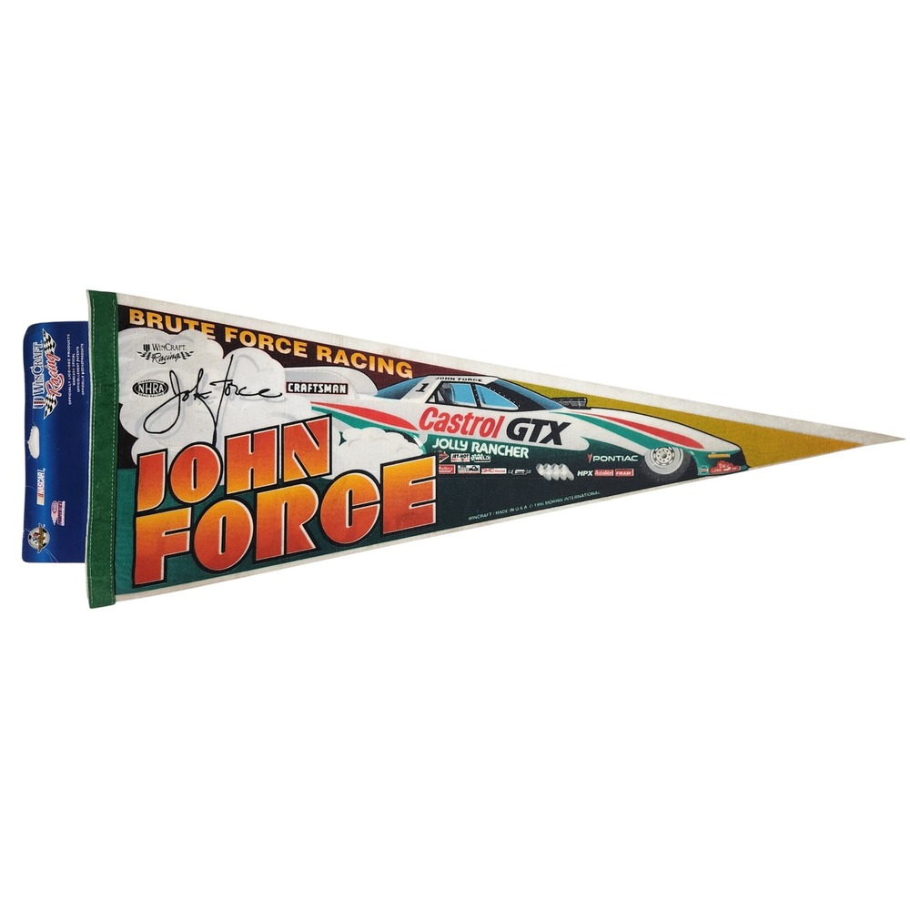 Vintage 1996 John Force NHRA Castrol GTX Brute Force Racing WinCraft Pennant USA